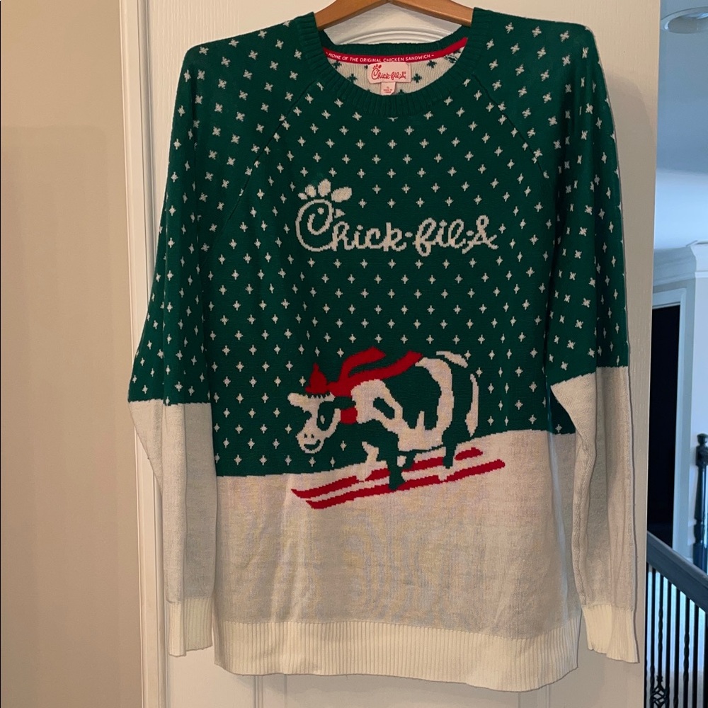 Chick-fil-A Green and White Holiday Sweater